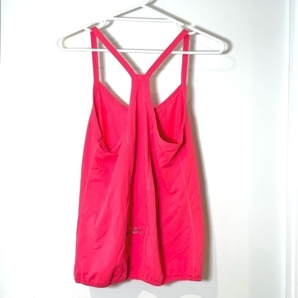 Lorna Jane racer back tank top bright pink back pocket gym ladies size medium - Picture 2 of 6
